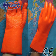 NMSAFETY foam insulated liner coated orange fluorescent pvc glove